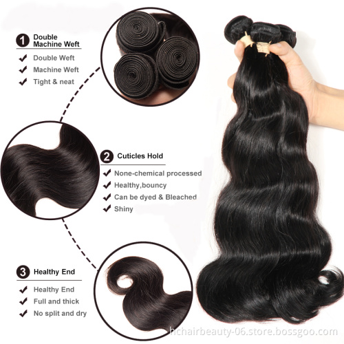 Brazilian Body Wave Hair With Lace Frontal Closure 100% Human Hair 3 Bundles With Frontal Closure Non Remy Hair Extension